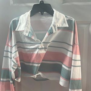 Striped Button Up Crop Top